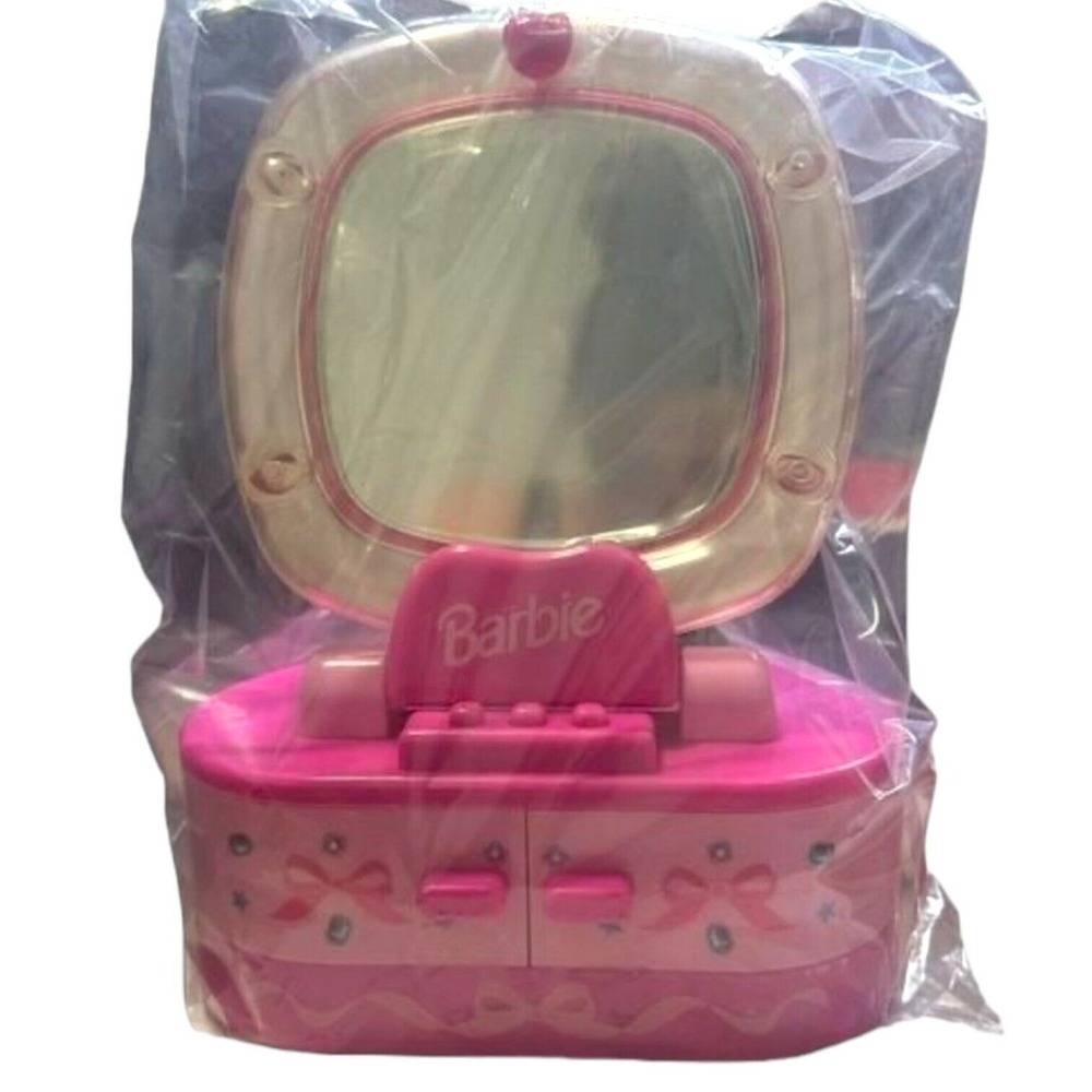 90's Vintage Barbie Vanity Mirror‎ W/Storage & light New Sealed By Mattel Avon